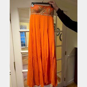 Aidan Mattox Orange Beaded Gown